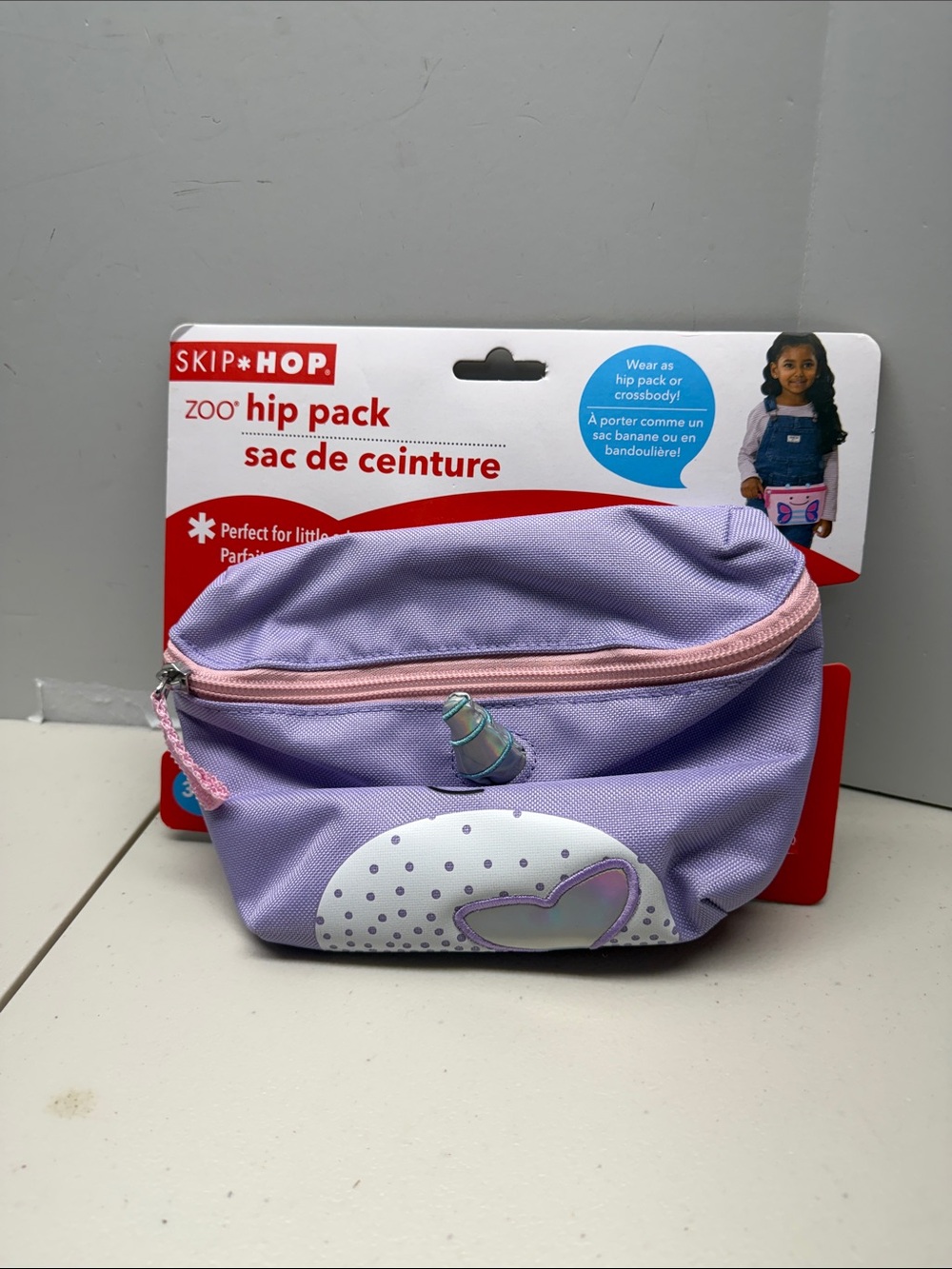 Skip Hop Lavender Unicorn Kids Hip Pack with Pink Zipper. NEW